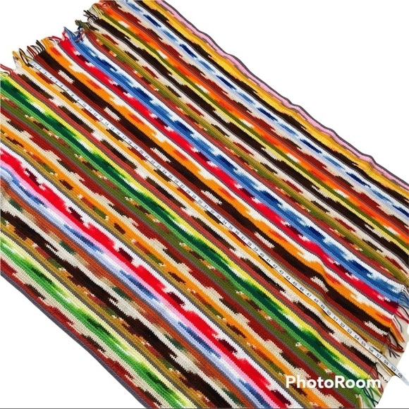 Southwest or rainbow colored knitted throw blanket - Picture 9 of 10